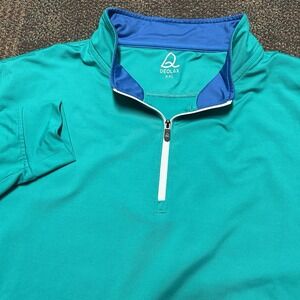 Deolax Quarter Zip Pullover Mens 2XL Teal Long Sleeve Athletic Golf Stretch